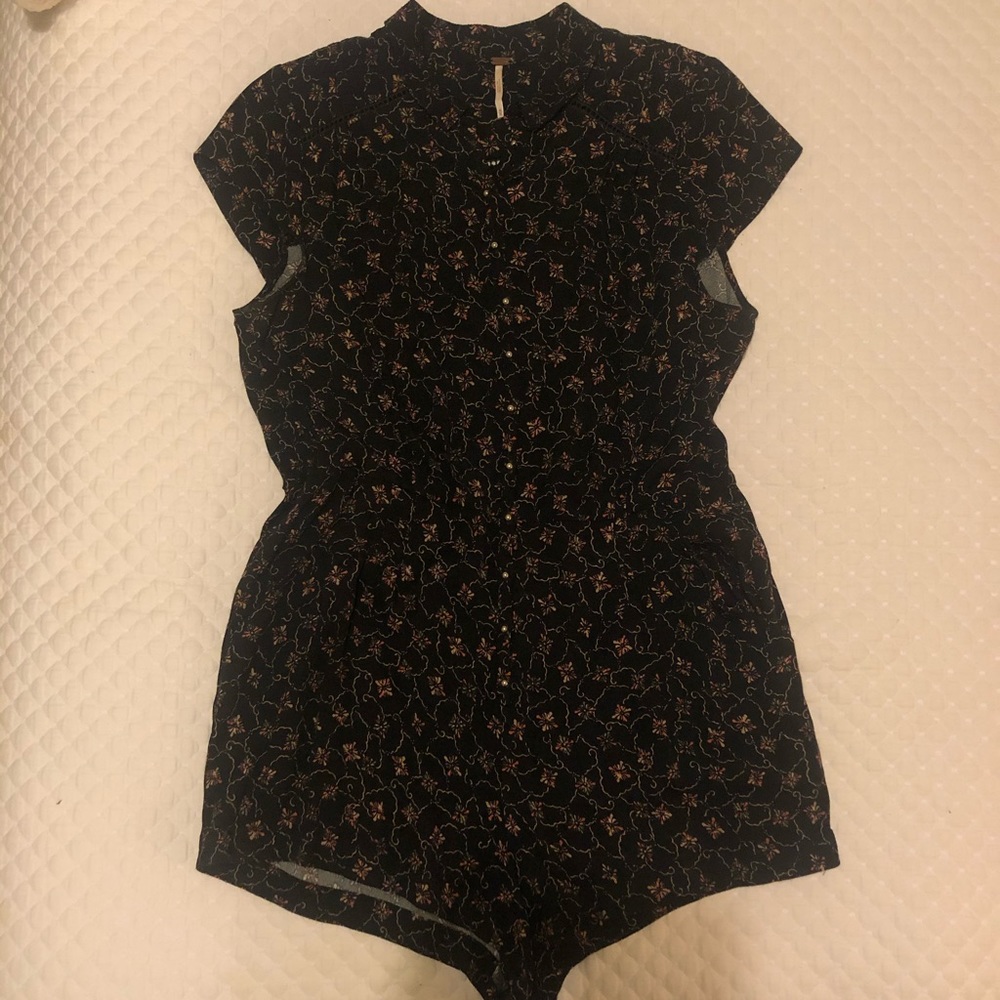 Black floral romper. Free People